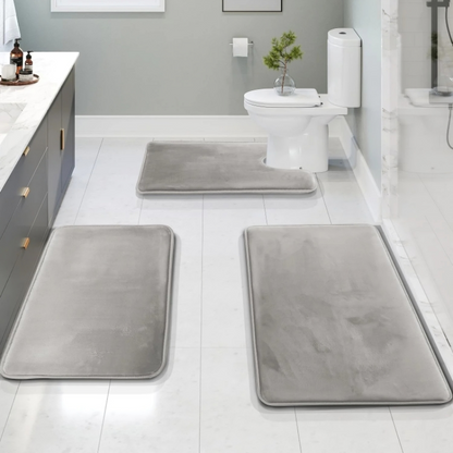 Veloura Memory Foam Bath Rug Set – Non-Slip Quick-Dry Bathroom Comfort Mats