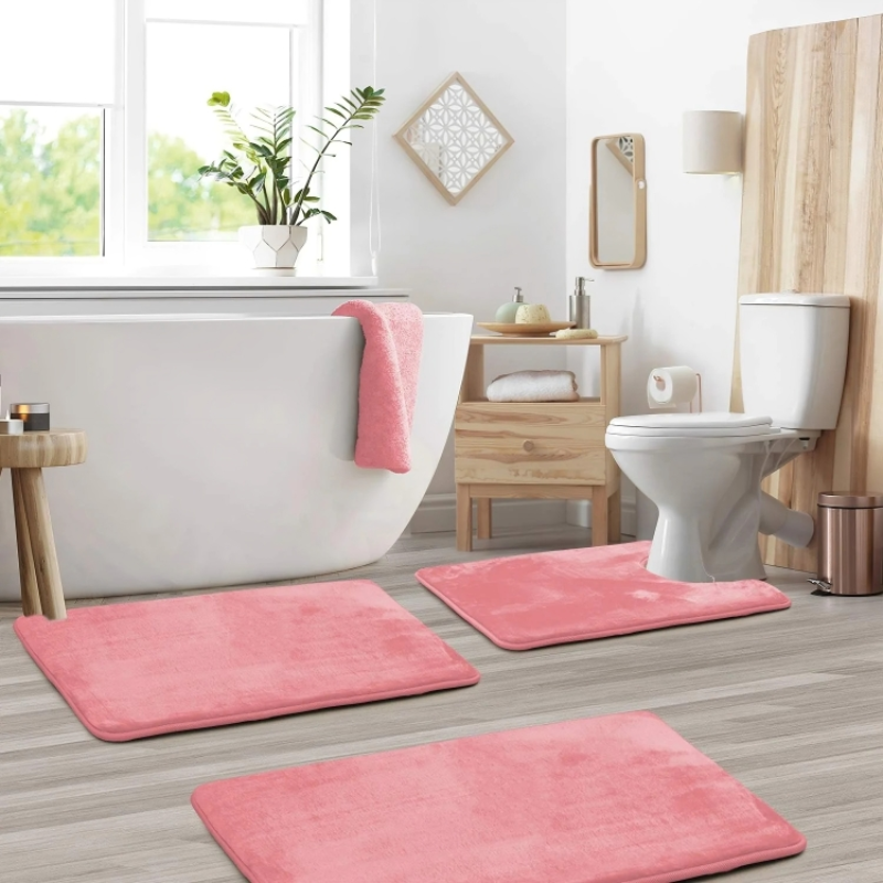 Veloura Memory Foam Bath Rug Set – Non-Slip Quick-Dry Bathroom Comfort Mats