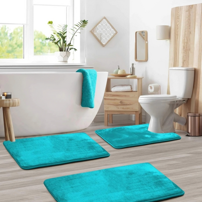 Veloura Memory Foam Bath Rug Set – Non-Slip Quick-Dry Bathroom Comfort Mats