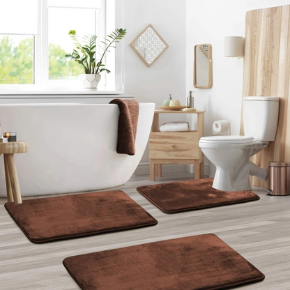 Veloura Memory Foam Bath Rug Set – Non-Slip Quick-Dry Bathroom Comfort Mats
