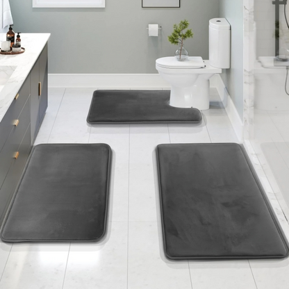 Veloura Memory Foam Bath Rug Set – Non-Slip Quick-Dry Bathroom Comfort Mats