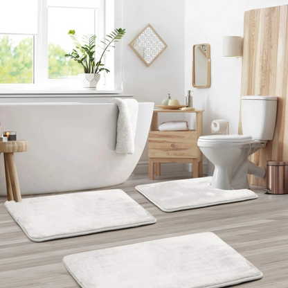 Veloura Memory Foam Bath Rug Set – Non-Slip Quick-Dry Bathroom Comfort Mats