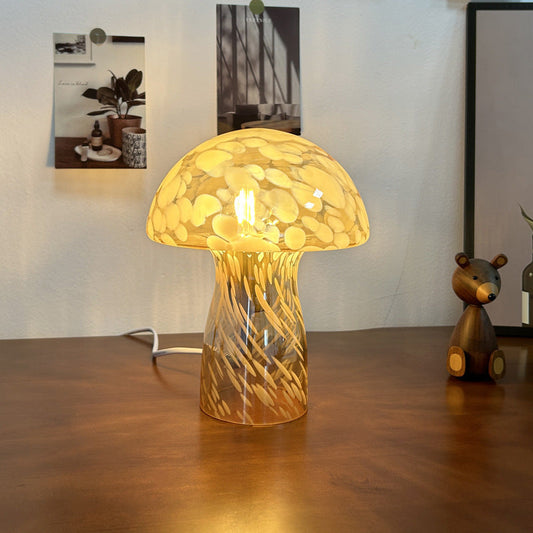 Golden Dome Art Deco Glass Table Lamp for Bedside Lighting