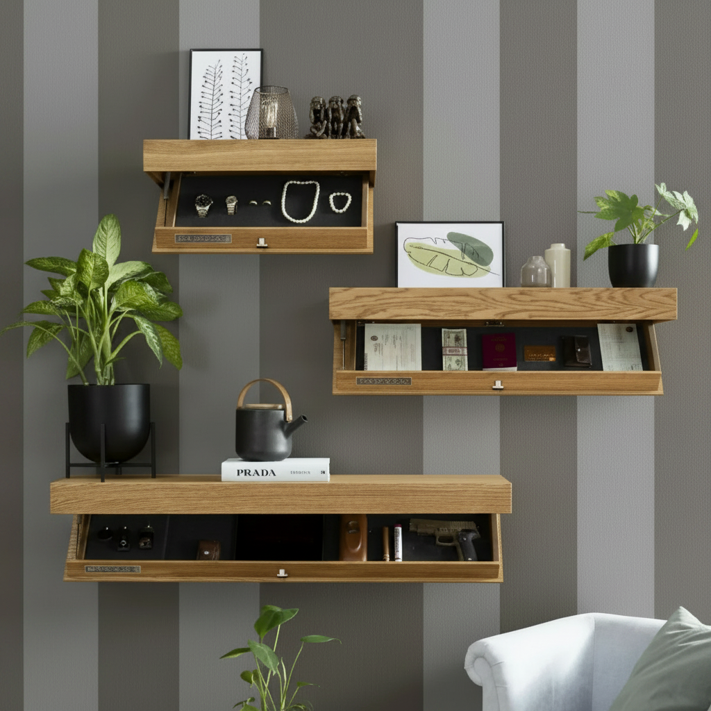 Nexora Modern Floating Shelf – Hidden Storage Solution for Stylish Interiors