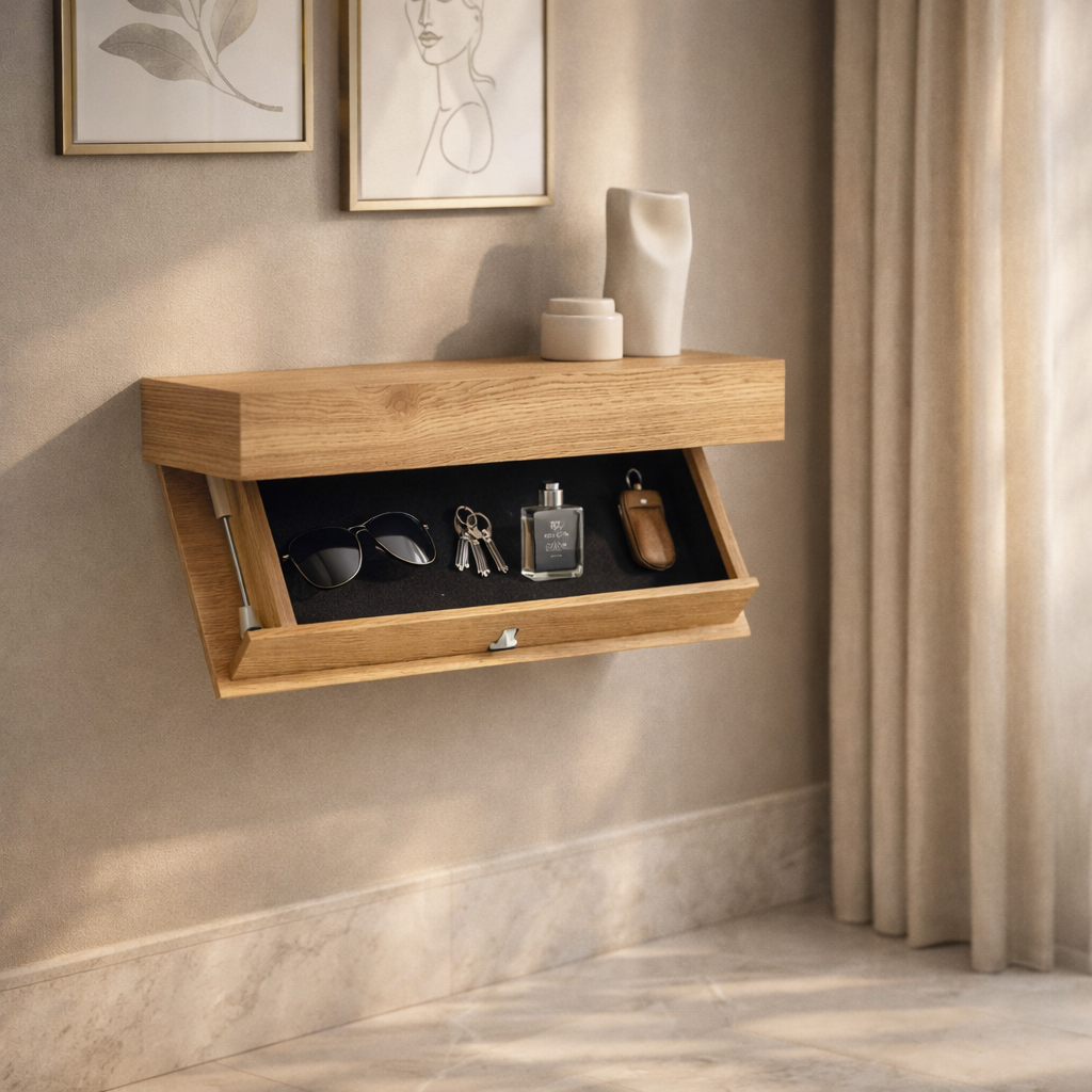 Nexora Modern Floating Shelf – Hidden Storage Solution for Stylish Interiors