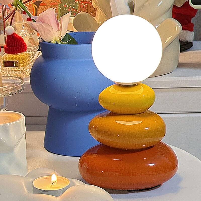 Serenno Modern LED Table Lamp – USB Powered Nordic Stone Design