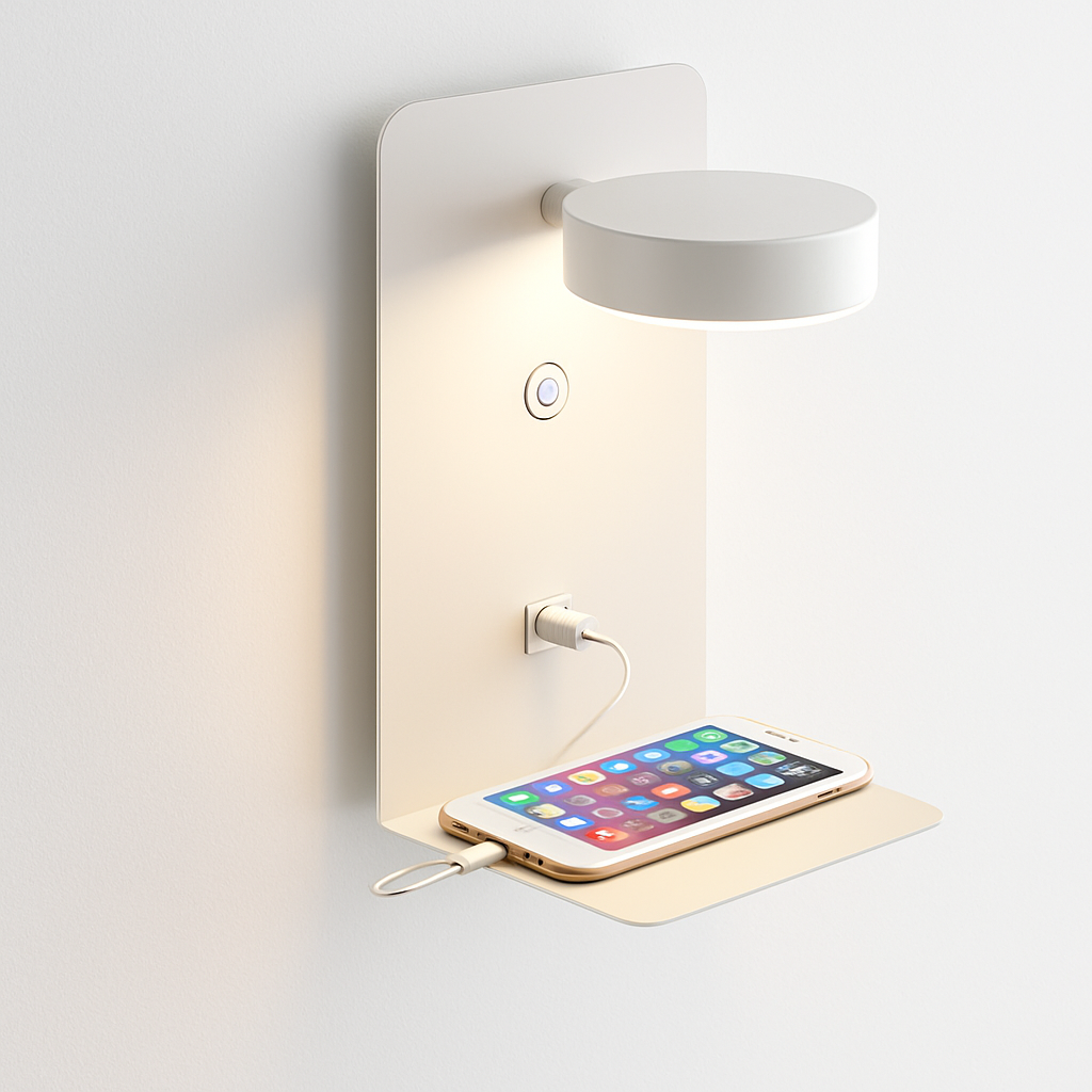 Orlienne Modern LED Wall Light with Adjustable Sconce and USB Charging