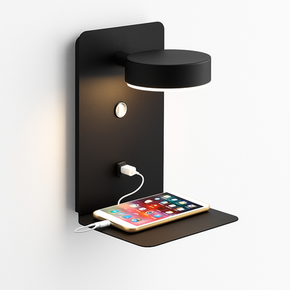 Orlienne Modern LED Wall Light with Adjustable Sconce and USB Charging