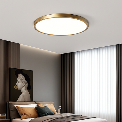 Tenvia Modern Flush Mount Ceiling Light – Ultra-Thin Copper Finish for Elegant Spaces