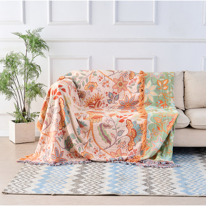 LunaBloom Floral Throw Blanket for Cozy Bohemian Home and Outdoor Comfort
