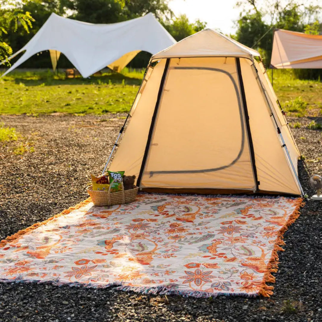 LunaBloom Floral Throw Blanket for Cozy Bohemian Home and Outdoor Comfort