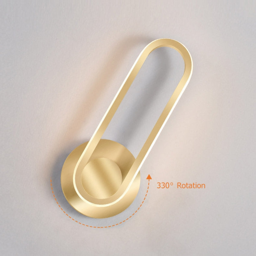 Arc Gold LED Wall Sconce with Rotatable Indoor Lighting