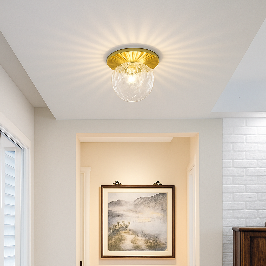 Favelle Modern Gold Ceiling Light – Elegant Glass Dome for Cozy Ambiance