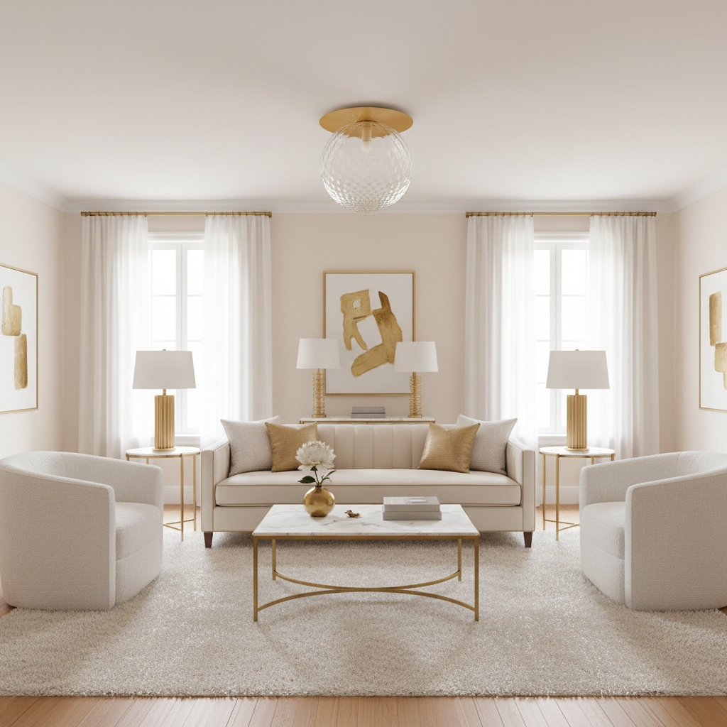 Favelle Modern Gold Ceiling Light – Elegant Glass Dome for Cozy Ambiance
