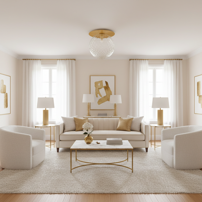 Favelle Modern Gold Ceiling Light – Elegant Glass Dome for Cozy Ambiance