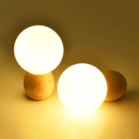Opal Wood Glass Table Lamp for Soft Bedroom Lighting