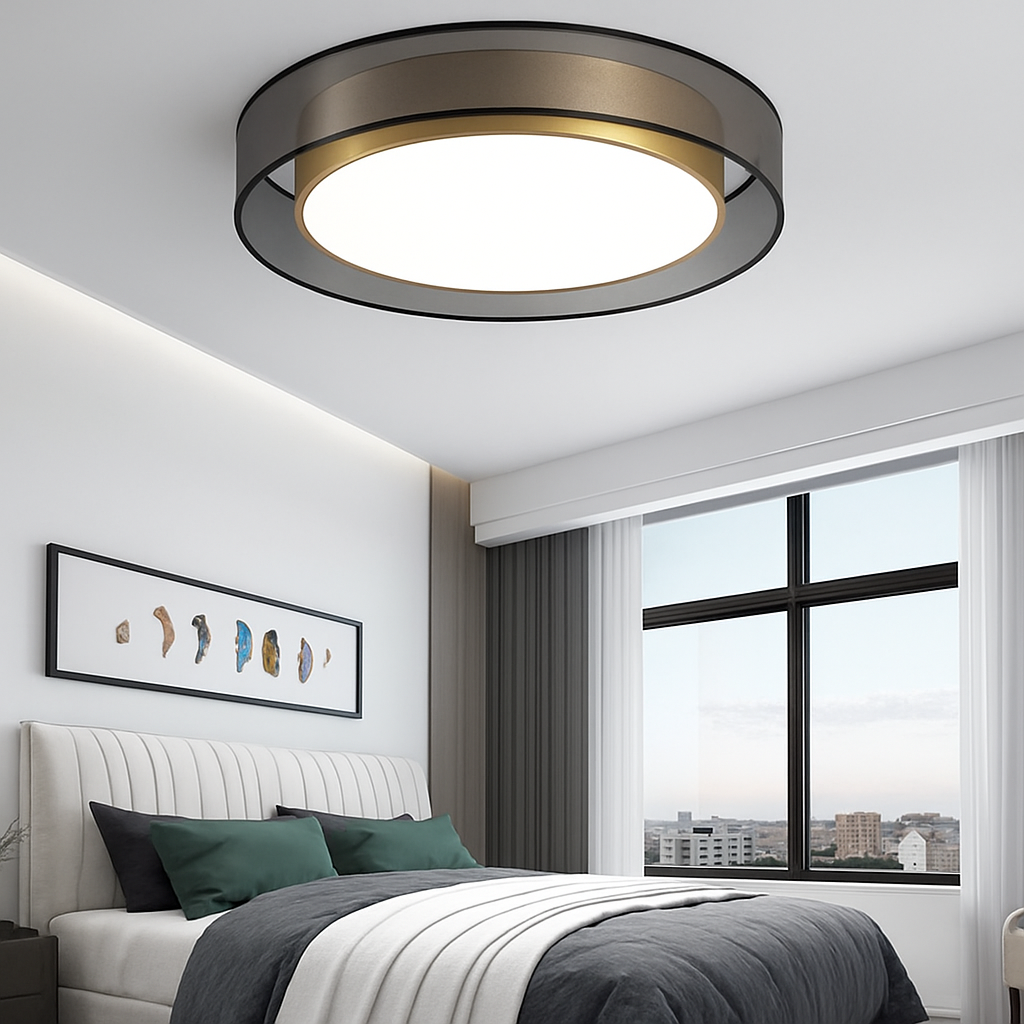 Glide Loft Modern Ceiling Light – Elegant Gold Flush Mount Design for Stylish Interiors