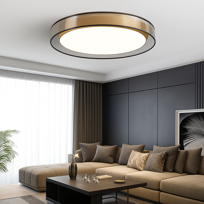 Glide Loft Modern Ceiling Light – Elegant Gold Flush Mount Design for Stylish Interiors
