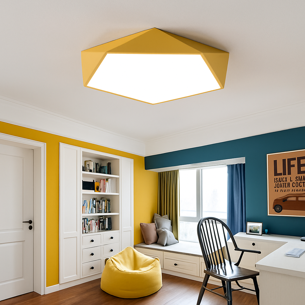 Geo Modern LED Ceiling Light – Geometric Dimmable Flush Mount Design
