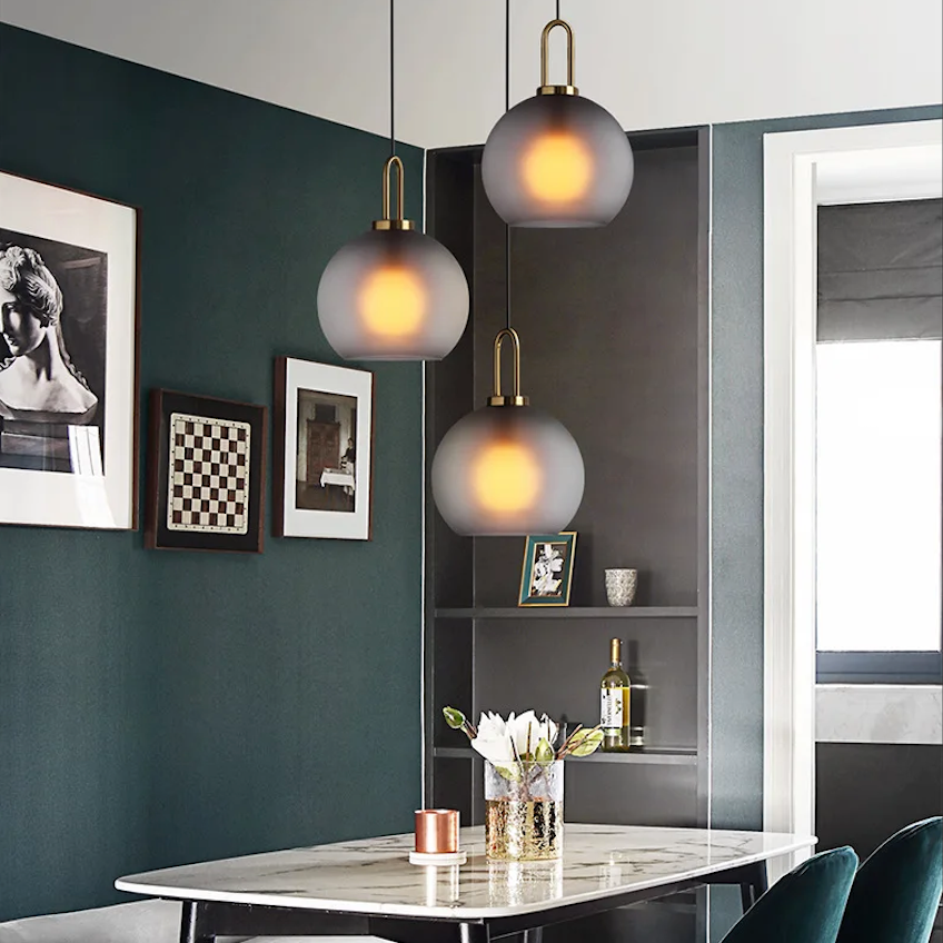 Haven Nordic Glass Pendant Light – Elegant Smoked Finish for Kitchen Islands