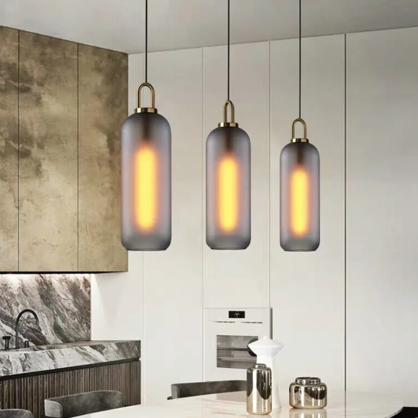 Haven Nordic Glass Pendant Light – Elegant Smoked Finish for Kitchen Islands