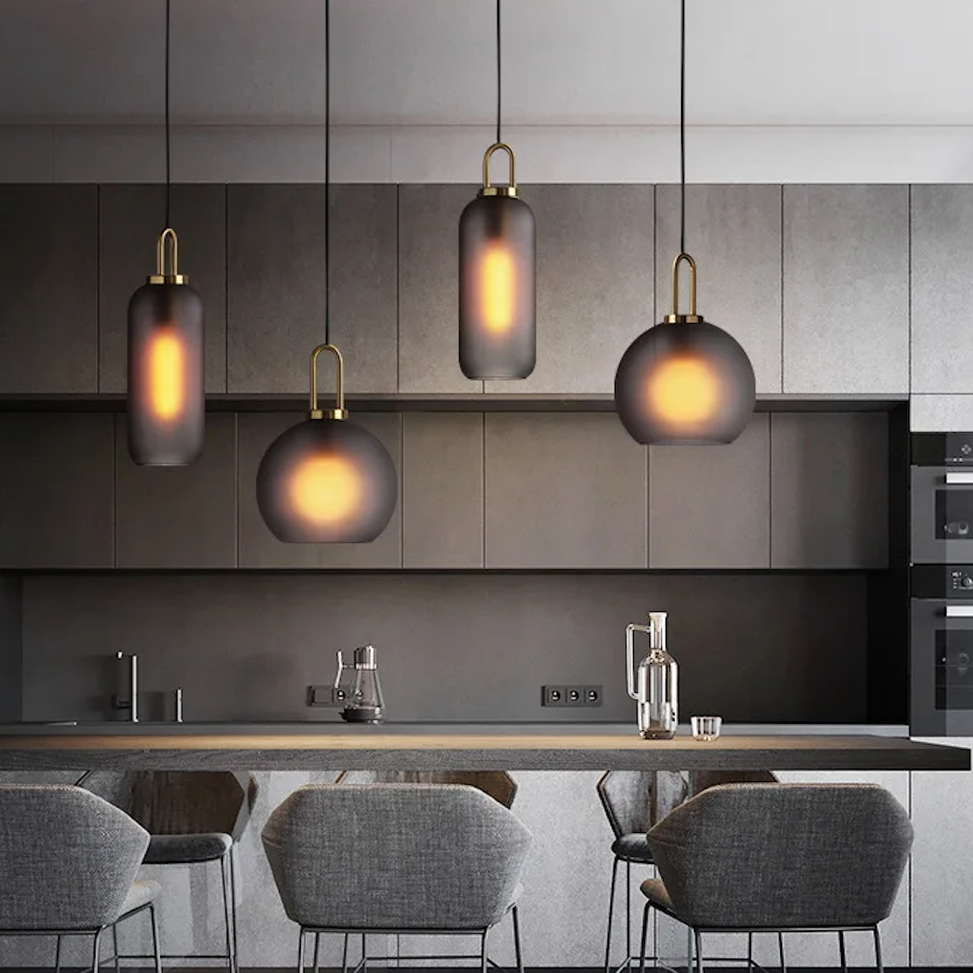 Haven Nordic Glass Pendant Light – Elegant Smoked Finish for Kitchen Islands