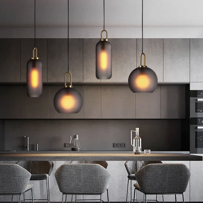 Haven Nordic Glass Pendant Light – Elegant Smoked Finish for Kitchen Islands