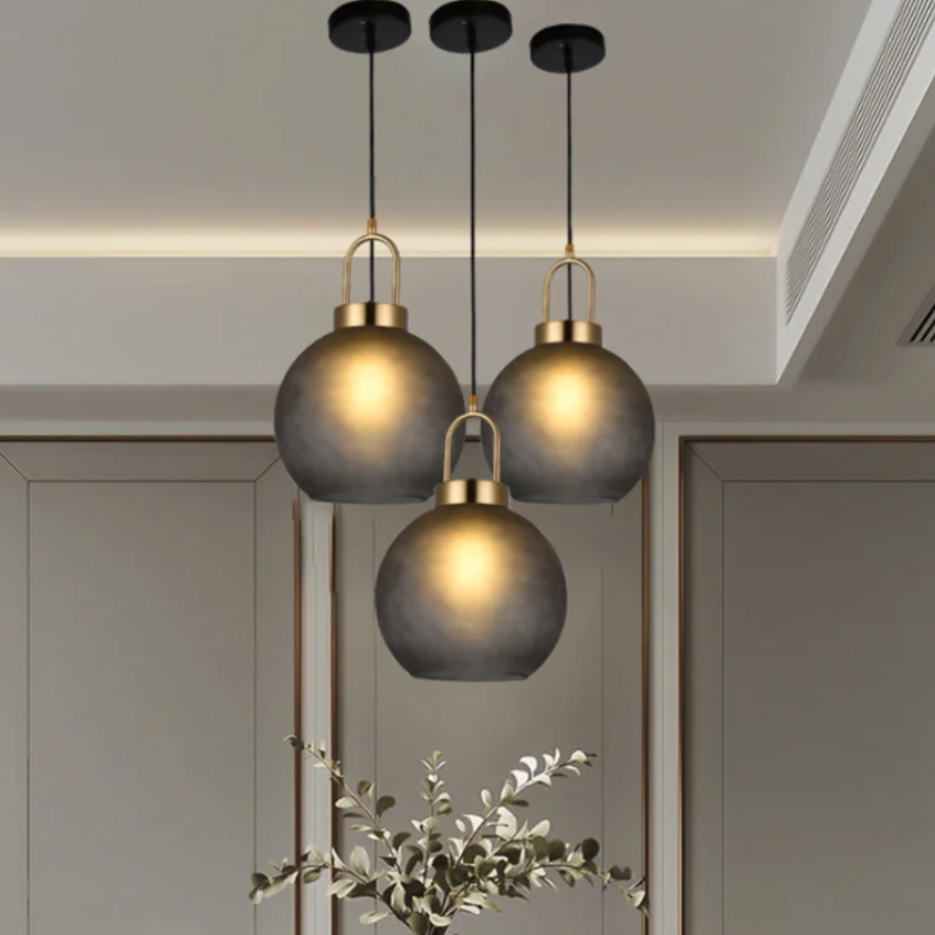 Haven Nordic Glass Pendant Light – Elegant Smoked Finish for Kitchen Islands