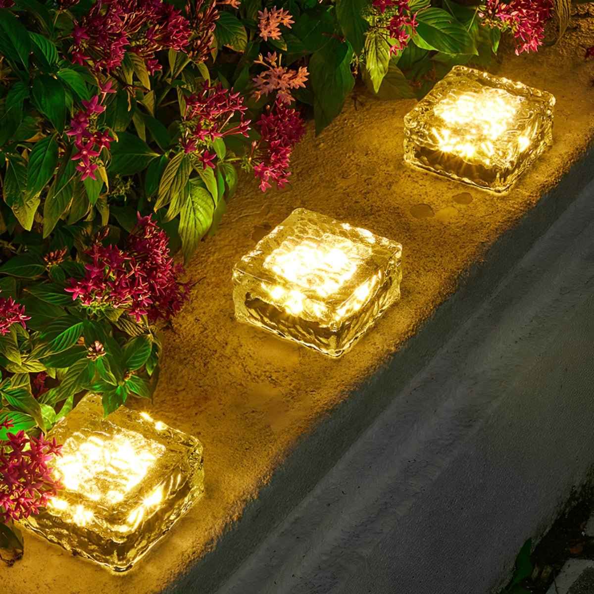 Glacira Solar Garden Lights Ice Cube Outdoor Pathway Illumination