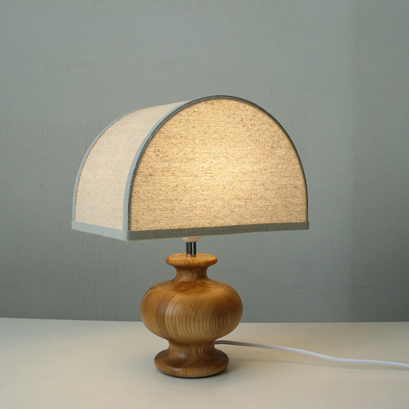 Ash Linen Brown Table Lamp for Warm Bedside Lighting