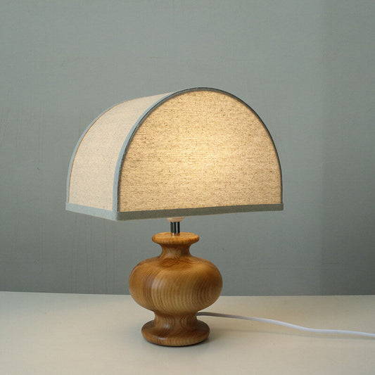 Ash Linen Brown Table Lamp for Warm Bedside Lighting