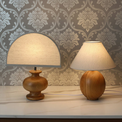 Ash Linen Brown Table Lamp for Warm Bedside Lighting