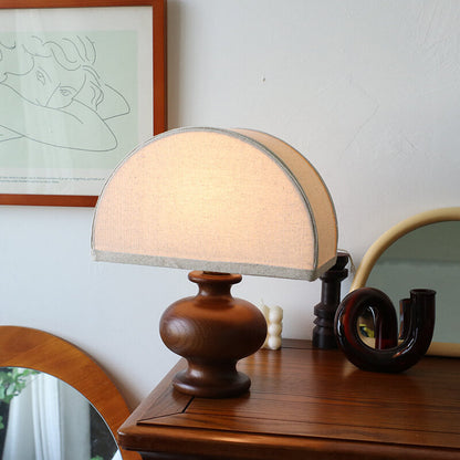 Ash Linen Brown Table Lamp for Warm Bedside Lighting