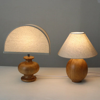 Ash Linen Brown Table Lamp for Warm Bedside Lighting