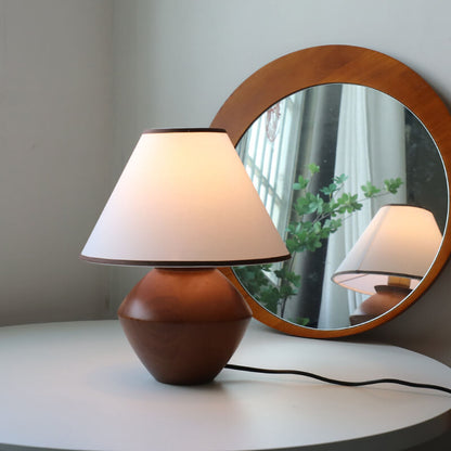 Ash Linen Brown Table Lamp for Warm Bedside Lighting