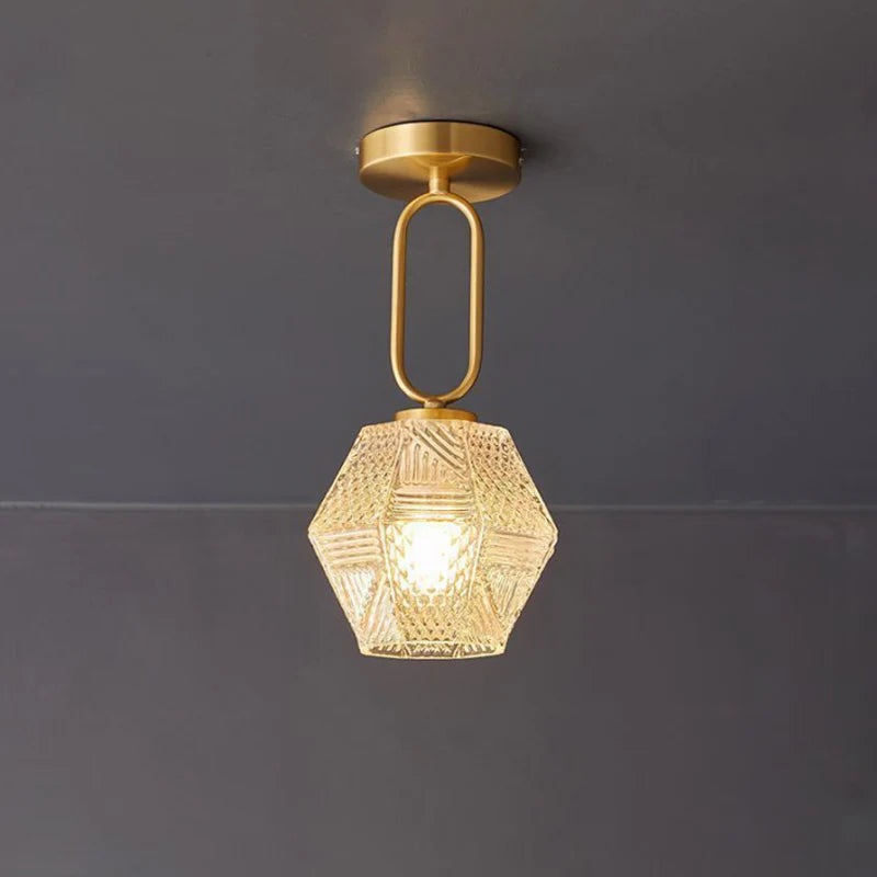 Celvora Elegant Brass Flush Mount Ceiling Light for Art Deco Style