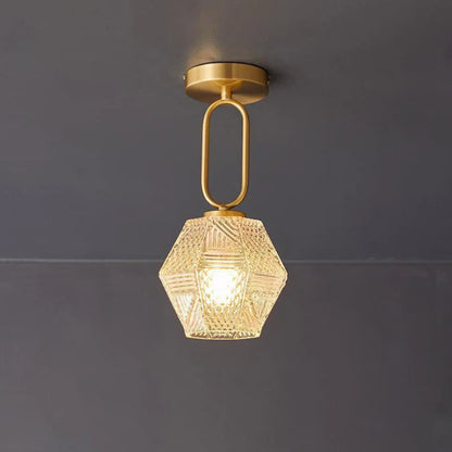 Celvora Elegant Brass Flush Mount Ceiling Light for Art Deco Style