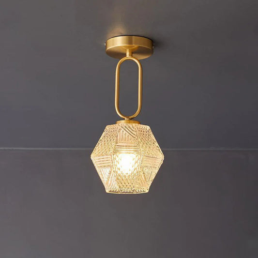 Celvora Elegant Brass Flush Mount Ceiling Light for Art Deco Style