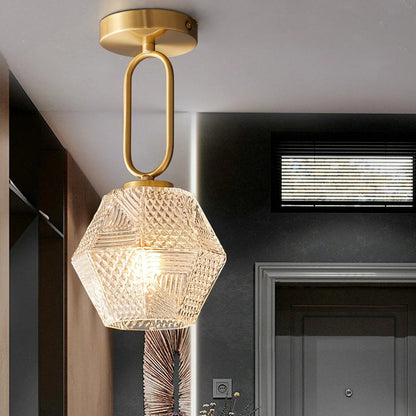 Celvora Elegant Brass Flush Mount Ceiling Light for Art Deco Style