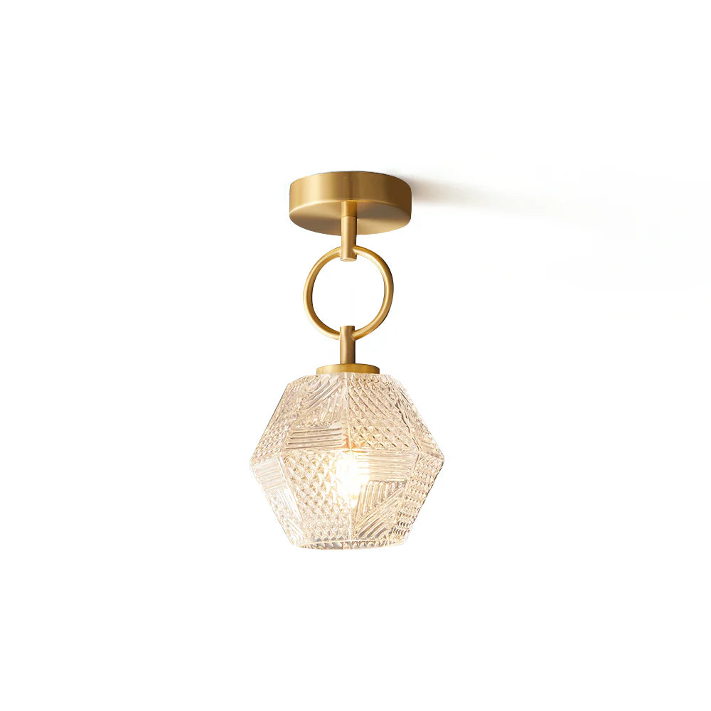 Celvora Elegant Brass Flush Mount Ceiling Light for Art Deco Style