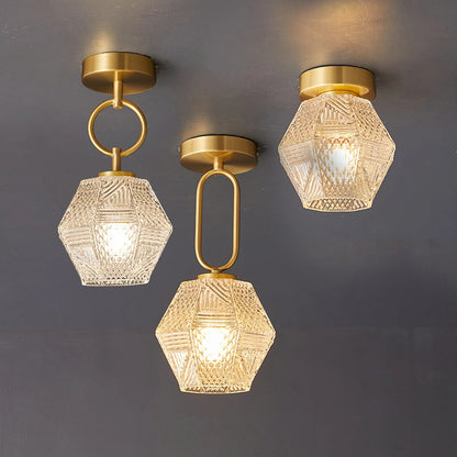 Celvora Elegant Brass Flush Mount Ceiling Light for Art Deco Style