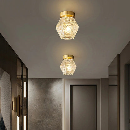 Celvora Elegant Brass Flush Mount Ceiling Light for Art Deco Style