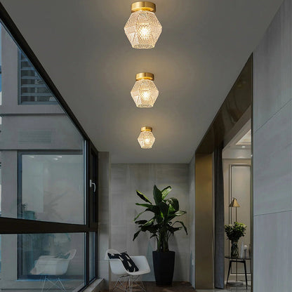 Celvora Elegant Brass Flush Mount Ceiling Light for Art Deco Style