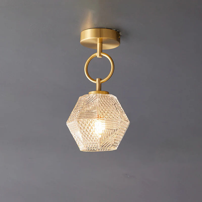 Celvora Elegant Brass Flush Mount Ceiling Light for Art Deco Style
