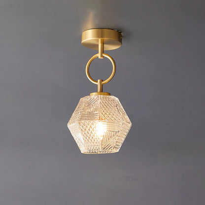 Celvora Elegant Brass Flush Mount Ceiling Light for Art Deco Style
