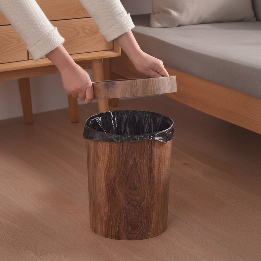 Norvik Wood-Look Kitchen Trash Bin for Modern Minimalist Home Spaces