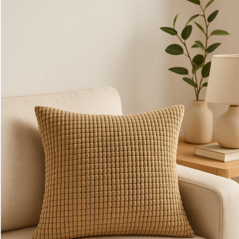 Kari Corduroy Cushion Cover – Textured Polyester for Stylish Home Decor