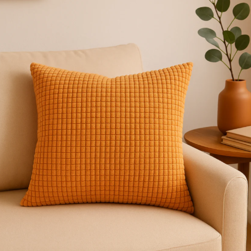 Kari Corduroy Cushion Cover – Textured Polyester for Stylish Home Decor