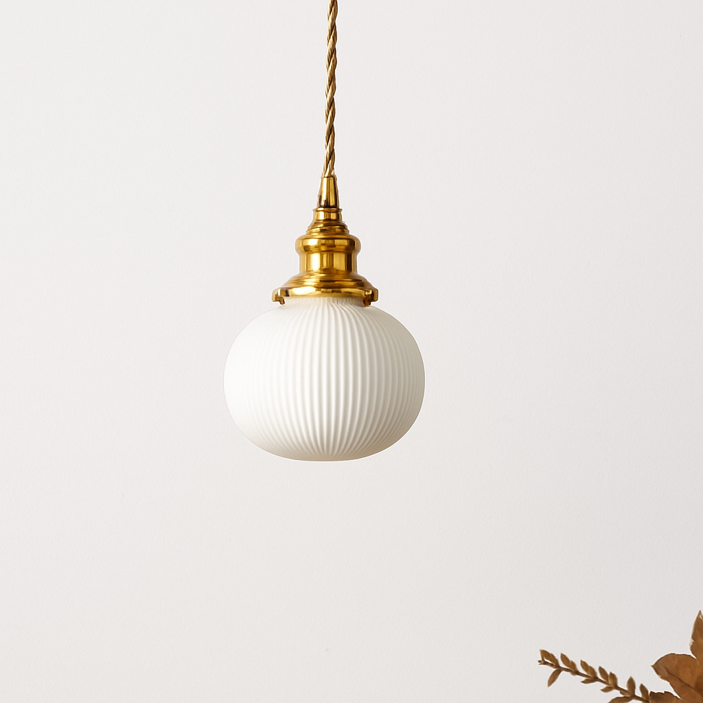 Orvelle White Ceramic Pendant Light – Modern Retro Hanging Lamp for Interiors