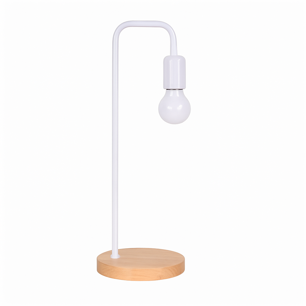 Marlowe Vintage E27 Desk Lamp with Wooden Base and Nordic Design